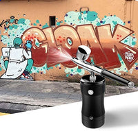 Kit de aerógrafo COSSCCI actualizado, mini pistola de aire portátil con kit de compresor, kit de pintura de una sola acción con cepillo de aire para decoración de tartas, maquillaje, arte de uñas, modelo, pintura, tatuaje, manicura (negro) - Arteztik
