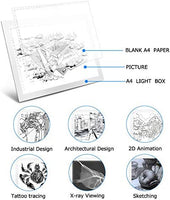 Cuadro de luz LED Artcraft de brillo regulable A4, tableta portátil, tableta portátil, ME456 cable de alimentación USB para copiar tabla de dibujo para artistas diseñando, animación, bocetos (azul) - Arteztik
