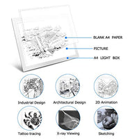 A4 Brillo regulable LED Artcraft caja de luz Tracer Slim Light Pad Tableta portátil, ME456 Cable de alimentación USB Copia Tablero de dibujo Tabla de rastreo para artistas Diseño, Animación, Boceto (Blanco) - Arteztik
