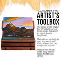 US Art Supply - Caja de almacenamiento de madera ajustable con 2 cajones con caballete de dibujo sólido plegable - Arteztik
