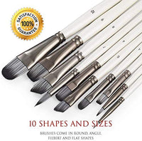 DUGATO - Juego de 10 pinceles de pintura para pintura acrílica, acuarela, pintura de gouache, por números, arte facial y corporal, kits de pintura profesional en miniatura con puntas de nailon sintético antidesprendimiento - Arteztik
