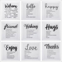 Juego de 9 sellos de goma transparentes con texto en inglés "Welcome to Joyful Home" para decoración de tarjetas y álbumes de recortes - Arteztik
