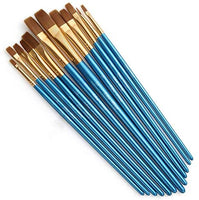 Acrux7 - Juego de pinceles planos para acuarela, aceite, pintura acrílica y manualidades, uñas, pintura facial (bolígrafo azul) - Arteztik
