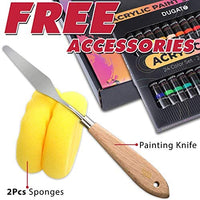 DUGATO - Juego de pintura acrílica, 24 colores ricos de pigmento, 15 pinceles de pintura de primera calidad, 2 esponjas y cuchillo de mezcla, para pintar lienzo, madera, arcilla, cerámica, tela, manualidades, para niños, adultos, principiantes, estudiante - Arteztik
