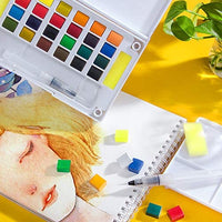 S & E Teacher EDITION - Juego de pintura para acuarela, almohadilla para acuarelas + 24 tubos de pintura de color + 10 pinceles + paleta de pintura, kit de arte para adultos, principiantes o estudiantes avanzados. - Arteztik
