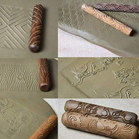 Lzttyee - Juego de 10 rodillos para modelado de arcilla con mango de madera, juego de herramientas de cerámica con varios patrones - Arteztik
