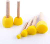 Juego de 50 brochas de esponja de espuma redonda con mango de madera, herramientas de pintura para niños, 5 tamaños surtidos - Arteztik
