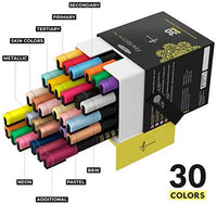 Bolígrafos de pintura para pintura de roca, piedra, cerámica, vidrio, madera, lienzo. Suministros de manualidades para manualidades, juego de 30 rotuladores de pintura acrílica. Punta fina de 0.039 in. - Arteztik
