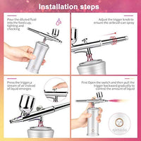 Kit de aerógrafo de mano, mini compresor de aire portátil pistola de pulverización de una sola acción USB recargable juego de aerógrafo para maquillaje, decoración de tartas, arte de decoración de uñas, pintura de tatuajes de manicura - Arteztik
