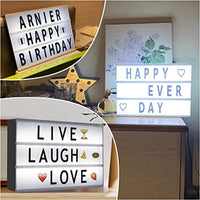 Caja de luz cinematográfica iluminada hasta 280 letras y emojis, caja de luz de cine tamaño A4 con caja de luz creativa para fiesta decorativa (blanco, A4) - Arteztik
