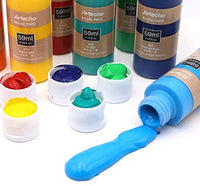 Artecho - Juego de pintura acrílica para arte, 18 colores, 2.0 fl oz, suministros básicos de pintura acrílica para madera, tela, manualidades, lienzo, cuero y piedra - Arteztik
