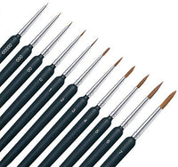 Juego de 11 pinceles de pintura en miniatura con mango ergonómico, apto para pintura acrílica, pintura de adultos por números, aceite, acuarela (negro) - Arteztik
