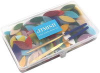 LITMIND 120 piezas de flores y hojas de vidrio manchado con 2 piezas de lima de aguja de diamante, mosaico de jardín, pétalos de vidrio para manualidades - Arteztik
