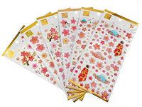 Kinteshun Sakura - Pegatinas para álbumes de recortes, estilo japonés, autoadhesivas, decorativas con flores de cerezo (6 unidades con diferentes patrones) - Arteztik
