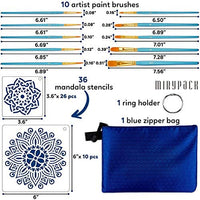 Mandala Stencil Dot Set de pintura – 48 piezas juego de 36 plantillas de mandala, plantillas de pintura, 2 tamaños diferentes, 1 bolsa azul con cremallera, 10 pinceles de pintura de artista para proyectos de pintura de roca, muebles de pared de madera - Arteztik

