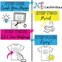 NuFun Activities - Papel de transferencia de calor para imprimir por inyección de tinta, color claro y oscuro, 7.9 x 10.6 in, 25 hojas de luz y 25 hojas oscuras - Arteztik
