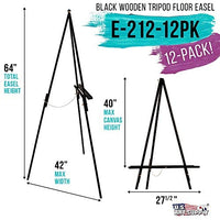 U.S. Art Supply - Caballete de madera Torrey negro de 63.8 in de alto, con marco en A, para estudio de artista, altura de la bandeja ajustable, tiene capacidad para lienzo de 39.8 in – soporte de exhibición de madera para cuadros dibujos enmarcados fotos, - Arteztik

