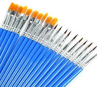 Juego de 50 pinceles de pintura, mango de plástico corto, cepillos de pelo de nailon para pintura acrílica, acuarela, arte, para niño, artista, estudiante, principiante, Mix(25plana +25round#1) - Arteztik
