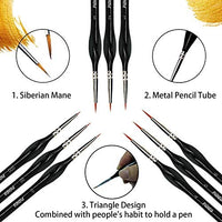 Juego de pinceles de pintura en miniatura para acuarela, acrílico, aceite, pestañas, copos de nieve y plumas finas, uñas, modelos de pintura (negro) - Arteztik
