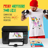 Raimarket Premium Papel de transferencia de calor para tela ligera o blanca | 20 hojas imprimibles | 8.5 x 11 pulgadas | Transferencias de camisetas térmicas DIY - Arteztik
