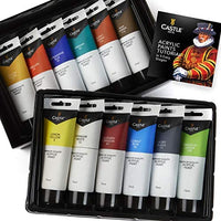 Castle Art Supplies - Juego de pintura acrílica - 12 tubos grandes de 75 ml para artistas o estudiantes - Arteztik
