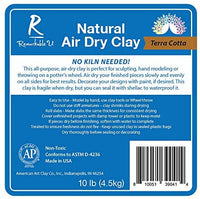 Arcilla seca al aire de Terra Cotta | Compuesto natural, no tóxico multiuso | Autoendurecedor, sin hornear arcilla para esculpir, modelar y más | Hecho en los Estados Unidos | 10 libras - Arteztik
