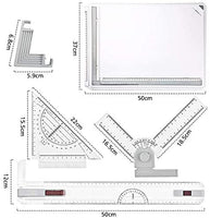 Tabla de dibujo A3 de escala de pulgadas, tabla de dibujo, conjunto de herramientas de dibujo gráfico arquitectónico con movimiento paralelo, set cuadrado, abrazaderas, transportador, patas de apoyo antideslizantes, regla deslizante - Arteztik
