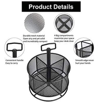 Marbrasse organizador de escritorio de malla, rotación de 360 grados, soporte multifuncional para bolígrafos, 4 compartimentos, organizador de escritorio estático, caja de almacenamiento para suministros de arte para el hogar o la oficina - Arteztik
