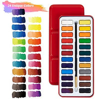 Artibox Juego de pintura para principiantes en acuarela, 24 colores vibrantes surtidos en caja de metal, juego de acuarela profesional con 2 pinceles, 1 pincel de pintura para detalles, ideal para principiantes y estudiantes - Arteztik
