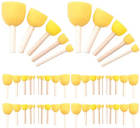 Juego de 50 brochas de esponja de espuma redonda con mango de madera, herramientas de pintura para niños, 5 tamaños surtidos - Arteztik
