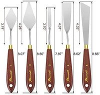 DerBlue Juego de 5 cuchillos de paleta de artista de acero inoxidable, espátula, paleta, cuchillo, rascador de mezcla, herramientas de arte delgadas y flexibles para pintura al óleo, mezcla acrílica, etc. - Arteztik
