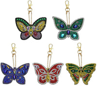 Soleebee 5 piezas DIY 5D completo taladro diamante pintura llavero por número Kit mosaico hacer doble cara taladro colgante cristal Rhinestones llavero bolsa regalo (mariposa) - Arteztik
