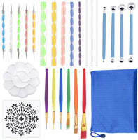 WANDIC Mandala Kit de puntos, 35 piezas Mandala Roca Dotting Herramientas Arte Pintura Herramientas Set con Mandala Plantillas, Herramientas de punteado, varillas acrílicas, paleta de pintura para cerámica Rock Pintura - Arteztik
