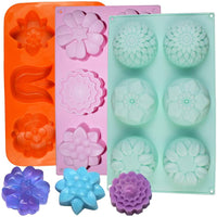 3 moldes de silicona para jabón de flores, 6 cavidades, molde para magdalenas, moldes con forma de flor, para hacer galletas de gelatina, chocolate, bandejas de jabón hechas a mano, color al azar - Arteztik
