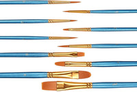 Heartybay set de 10 pinceles de pelo de nailon con punta redondeada, azul - Arteztik
