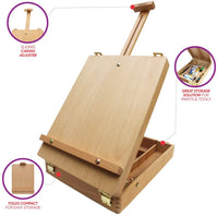 Mont Marte Caballete de mesa para pintura, caballetes de escritorio para niños, adultos y artistas, madera de haya - Arteztik
