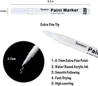 Bolígrafo de pintura blanca, 8 unidades de rotuladores de pintura acrílica de 0.028 in con 2 rotuladores permanentes de pintura de color blanco y negro, 2 dorados y 2 plateados para madera, tela, metal, plástico, cerámica, acrílico, punta extra fina - Arteztik
