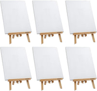 Caballete MEEDEN con juegos de lienzo, caballete de mesa de madera de haya de 11.8 in de alto y lienzo estirado de 9.1 x 11.8 in para pintar, manualidades, dibujos, juegos de decoración, paquete de 6 - Arteztik
