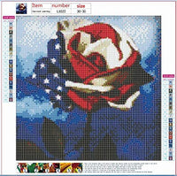 Kit de pintura de diamante 5D por número para adulto, perforación completa, diamantes de imitación de cristal, bordado, punto de cruz, kit de punto de cruz de diamante, decoración del hogar, 12 x 12 pulgadas, rosa de América - Arteztik
