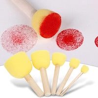 Zerodis - Juego de 5 esponjas redondas de espuma, para pintura, pintura, pintura, pintura, pincel, juego de esponja, juguete de dibujo con mango de madera para pintar a los niños, manualidades y bricolaje - Arteztik
