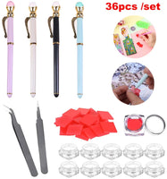 AAWWMI 36 piezas de herramientas de pintura y accesorios para bricolaje, incluyendo bolígrafos de punta, caja de bordado de diamantes, barro de perforación, pinzas para decoración de manualidades - Arteztik
