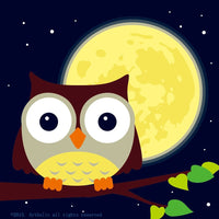 Pintura al óleo por Number Kits For Kids, diseño de búhos y luna amarilla de 8 x 8 pulgadas - Arteztik
