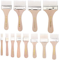ARRIVEOK - Juego de 7 pinceles de pintura de cabeza plana, pinceles de pintura artística, cepillos de limpieza de mango largo para aplicar pintura acrílica Gouache, pintura al óleo, acuarela, madera, pared, limpiador de muebles, varios tamaños - Arteztik
