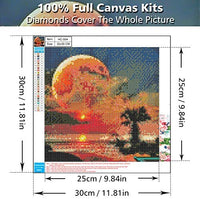 XPCARE Kit de pintura de diamantes, redondo, broca completa, kit de pintura de diamantes 5D por número, para decoración de pared del hogar, adultos y niños, 12 x 12 pulgadas, luna - Arteztik
