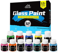 Pintura de cristal de 12 colores vibrantes para copas de vino, bombillas de luz, pintura de bricolaje (12 x 0.8 fl oz) - Arteztik
