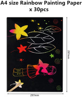 YOTINO - Juego de papel para pintar arcoíris, arcoíris, para actividades de papel rayado, grabado, arte para niños y adultos para decorar, arte y manualidades, idea de regalo para niños adultos - Arteztik
