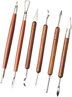Fashion Road 6pcs arcilla esculpir herramientas de cerámica, mango de madera de doble cara Set para escultura de cerámica - Arteztik
