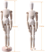 Maniquí de madera Moi Doi, maniquí de madera con soporte, modelo articulado de figura humana de artista, ideal para dibujo/dibujo o decoración de escritorio, 12 pulgadas de alto - Arteztik
