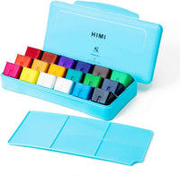 HIMI Gouache Juego de pintura, 18 colores x 1.0 fl oz, diseño único de taza de gelatina, estuche portátil con paleta para artistas, estudiantes, pintura de acuarela Gouache (rosa) - Arteztik
