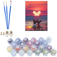 Karyees pintura por números Disney DIY pintura por números kits DIY lienzo pintura por números Disney Sunset Beach acrílico pintura para decoración del hogar por números para adultos niño principiante Disney Beach16 x 20 in - Arteztik
